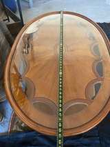 Vintage Oval Coffee Table with Scalloped Edge and Parquetry Inlay - Image 6