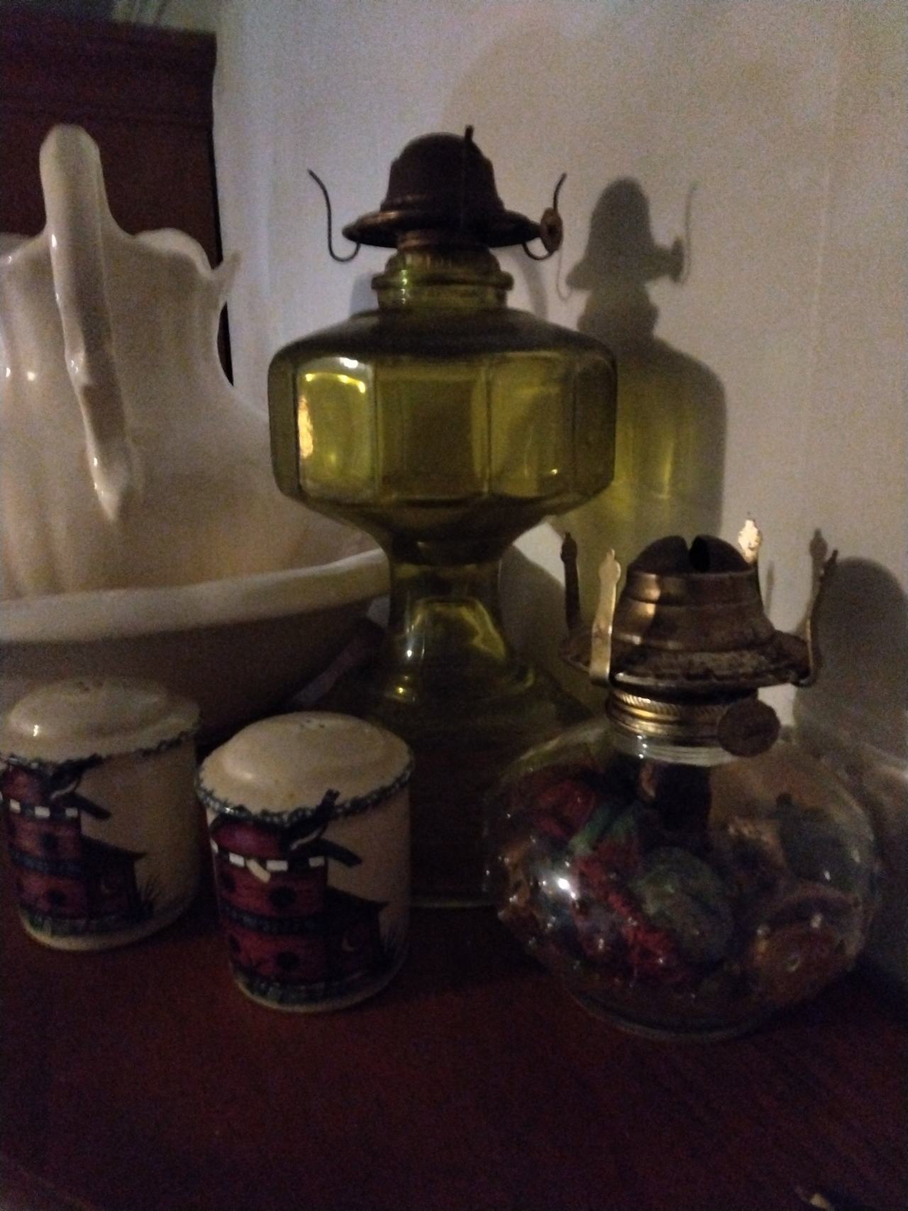 Vintage Amber Glass Oil Lamp