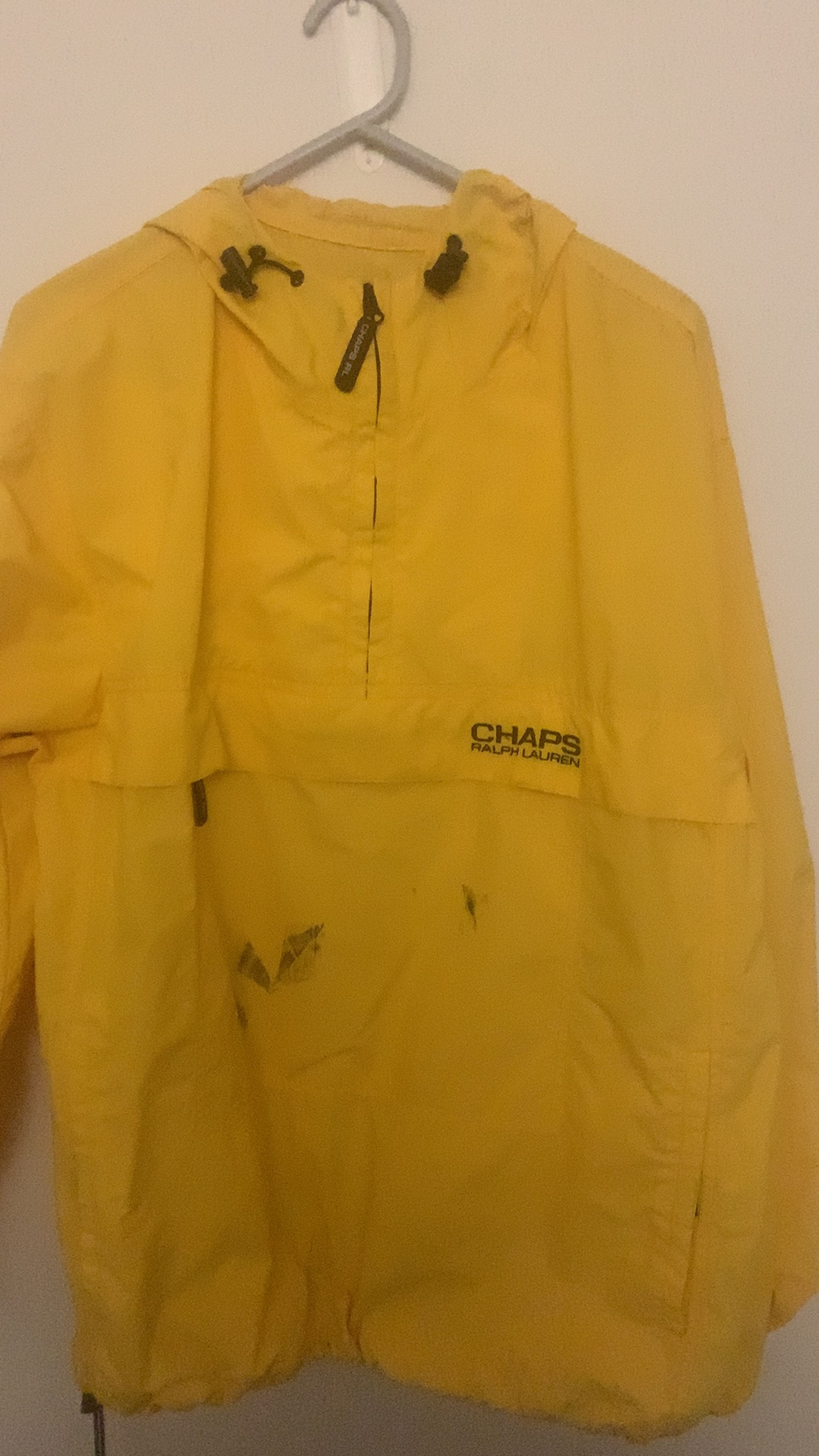 Ralph Lauren Chaps Yellow 1/4 Zip Hooded Windbreaker