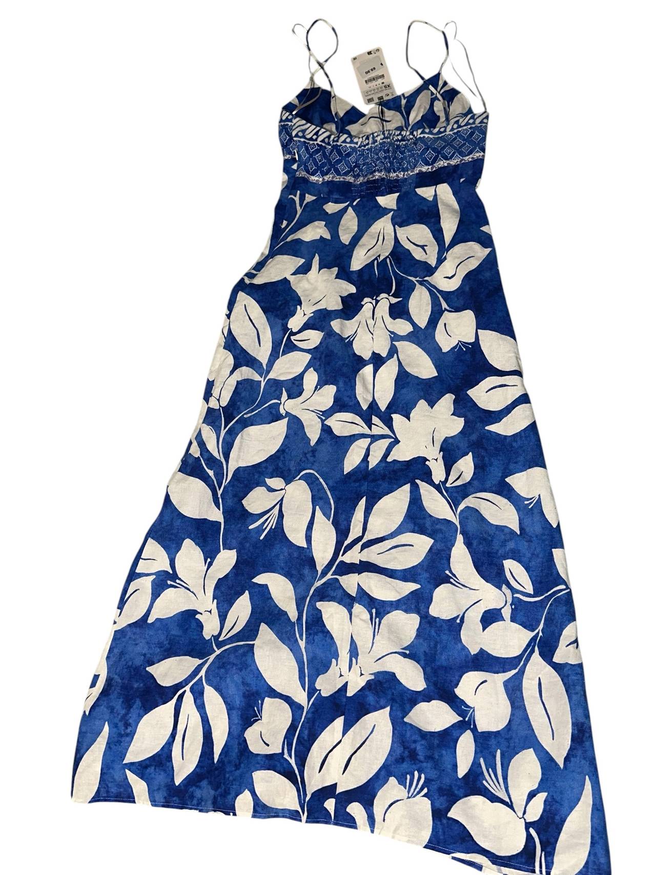 Zara Floral Print Linen Blend Maxi Dress