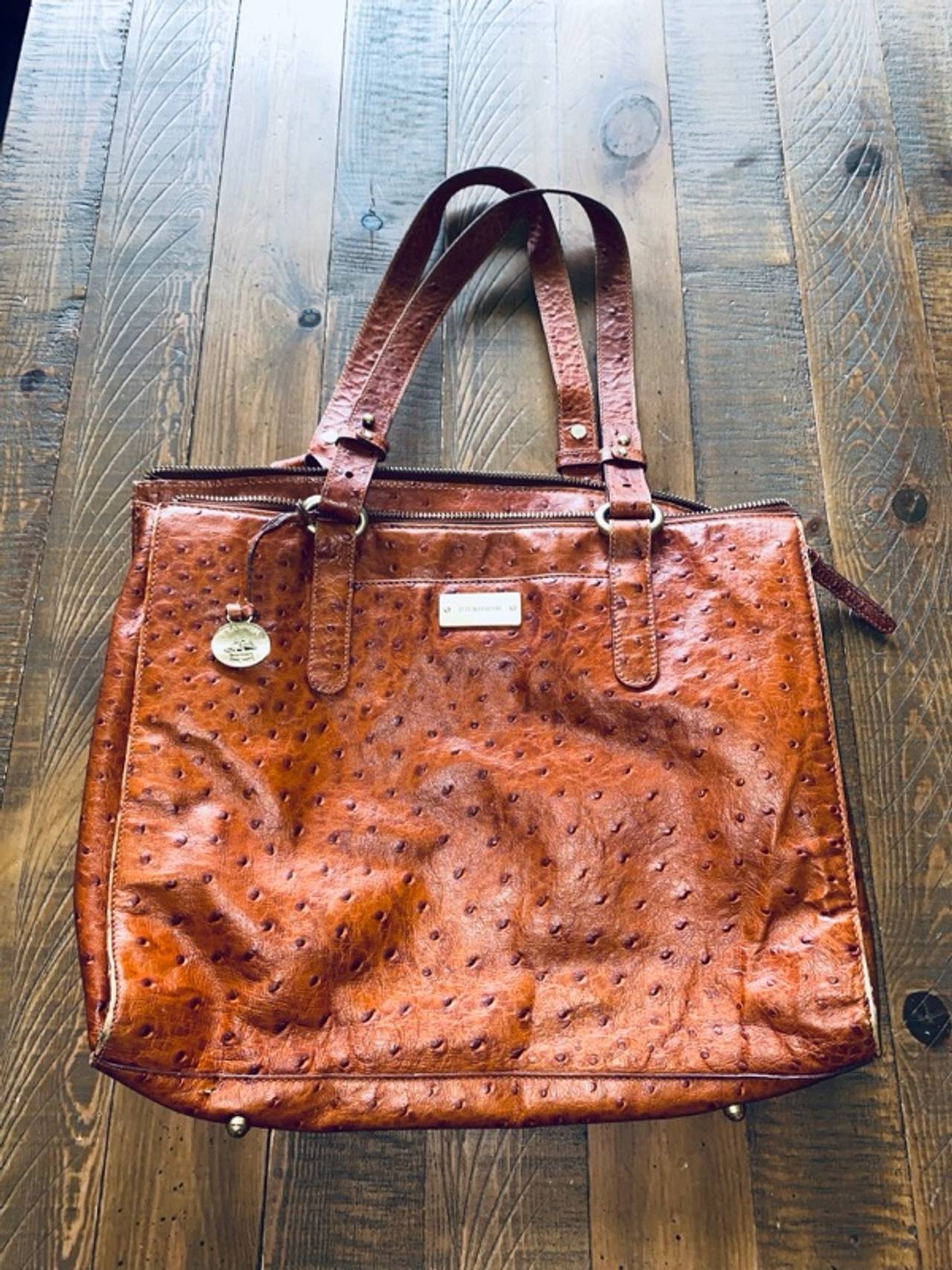 Dooney & Bourke Ostrich Leather Tote Bag Brown