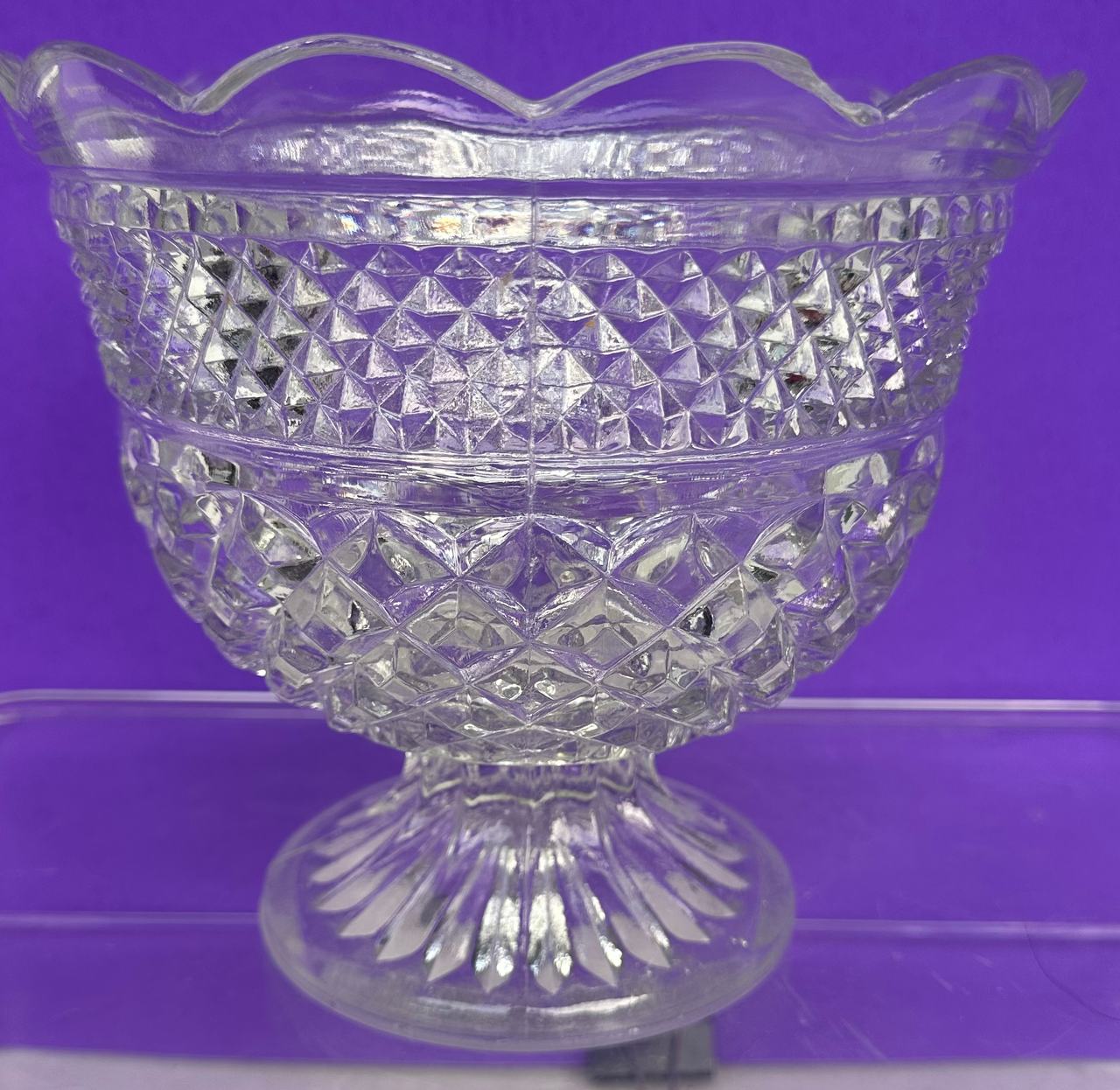 Indiana Glass Diamond Point Pedestal Bowl