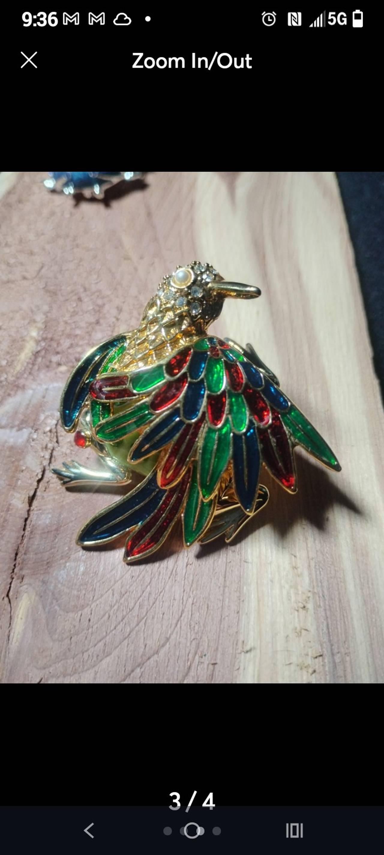 Vintage Enamel and Rhinestone Bird Brooch