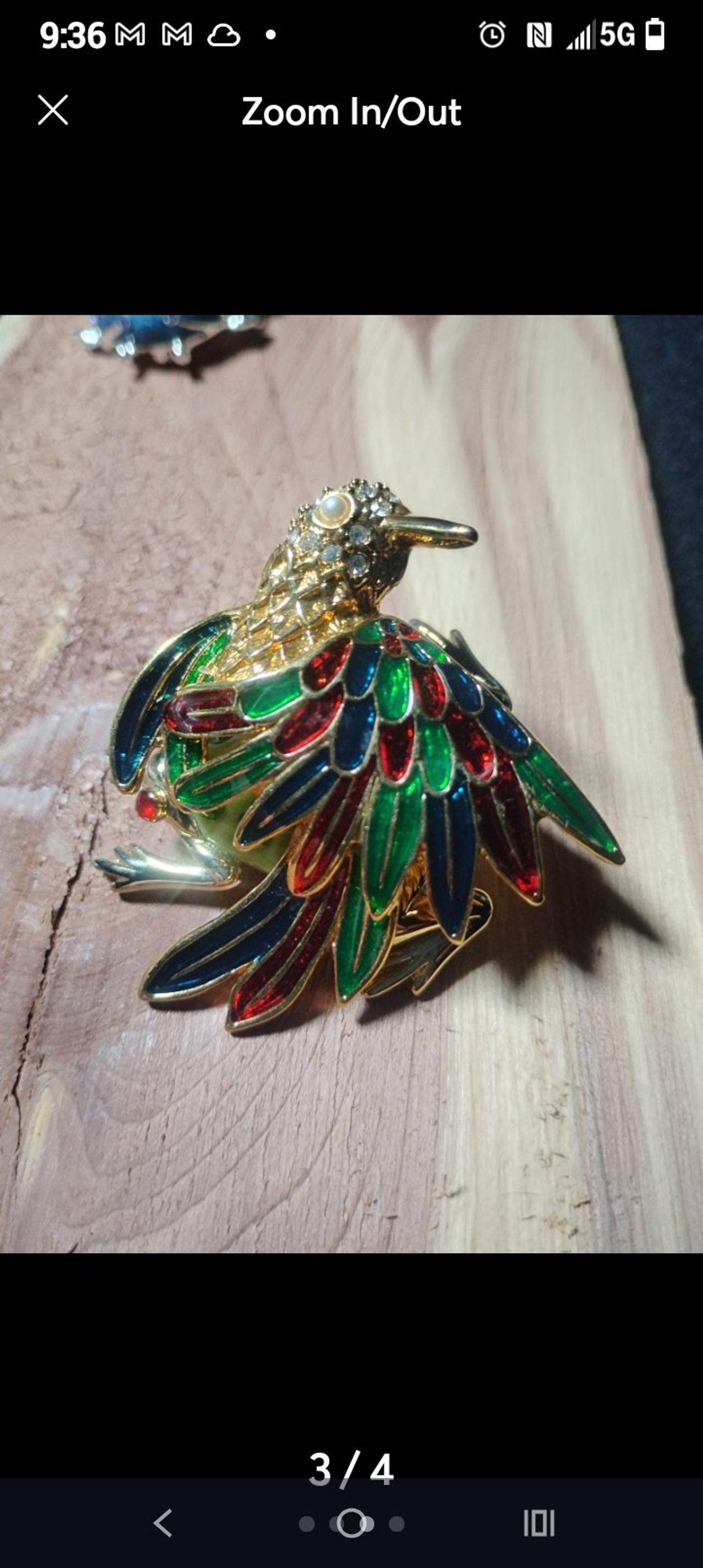 Vintage Enamel and Rhinestone Bird Brooch