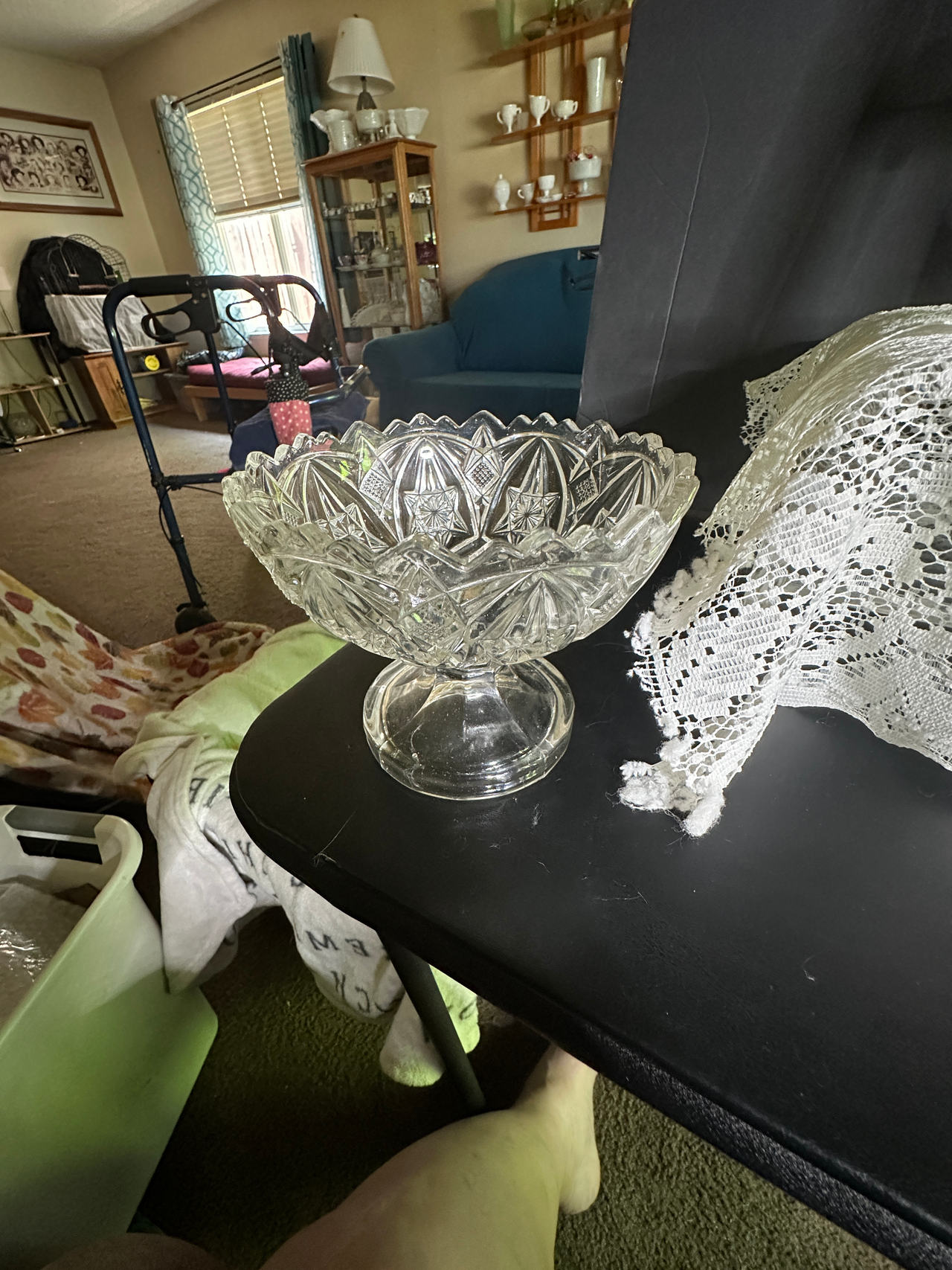 Antique EAPG Imperial Glass Thonged Star Pattern Crystal Compote Candy Dish