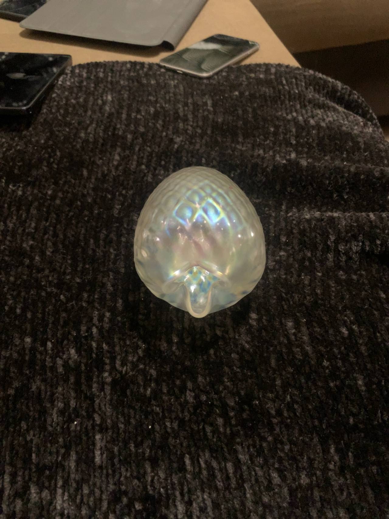 Murano Glass Egg Paperweight Iridescent Multicolor
