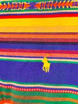 Ralph Lauren Vintage Aztec Polo Shirt Blue Yellow L - Image 2