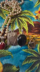 Vintage Gemstone Pendant and Pearl Necklace Collection 2 sterling silver - Image 8