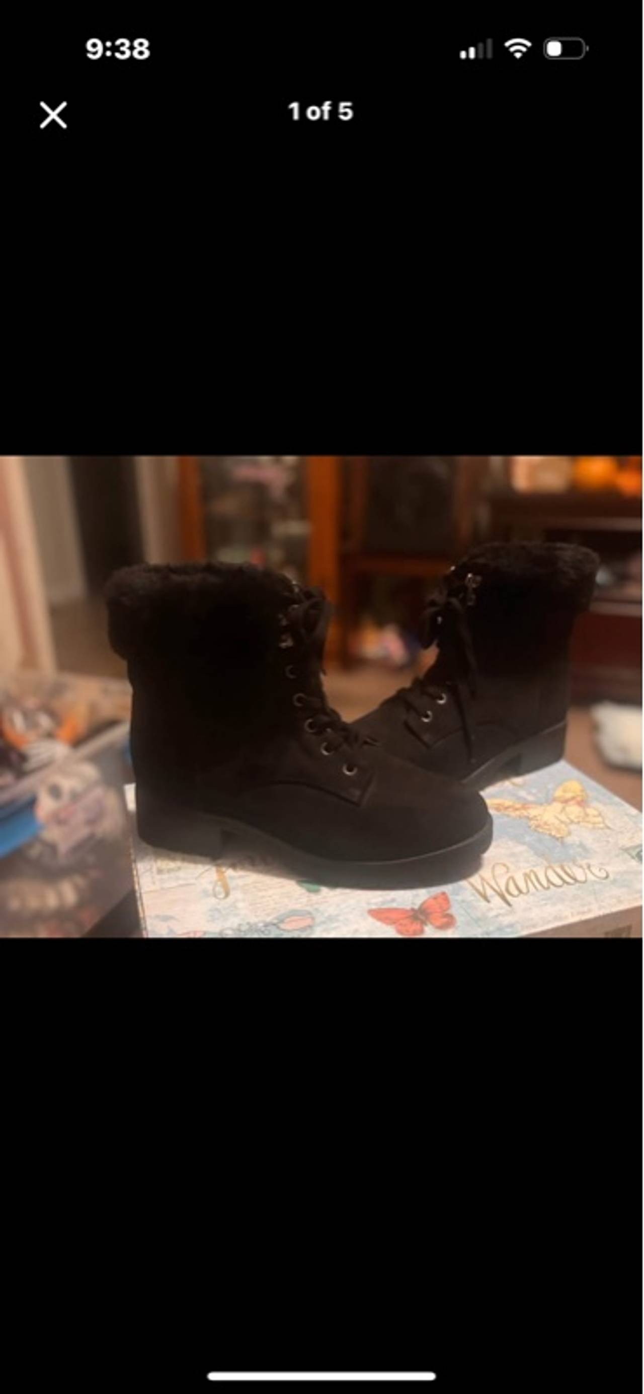Old Navy Black Faux Fur Booties