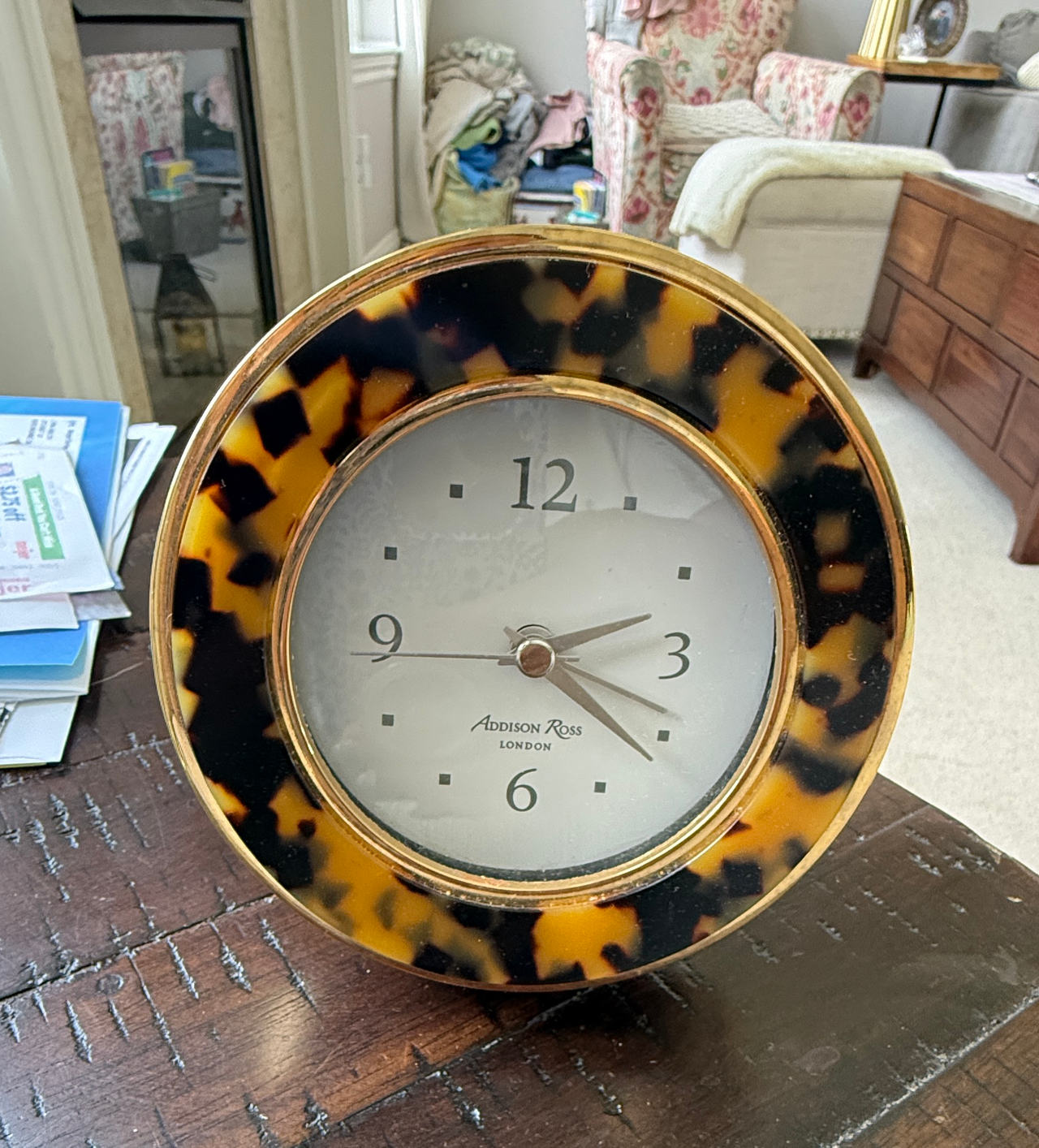 Addison Ross Tortoiseshell Round Alarm Clock
