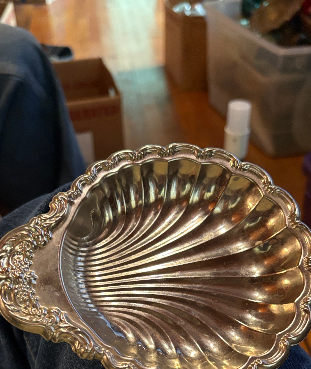 Vintage Silver Plated Scalloped Shell Trinket Dish