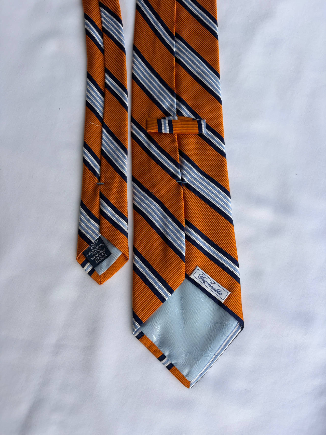Façonnable Orange Striped Silk Tie