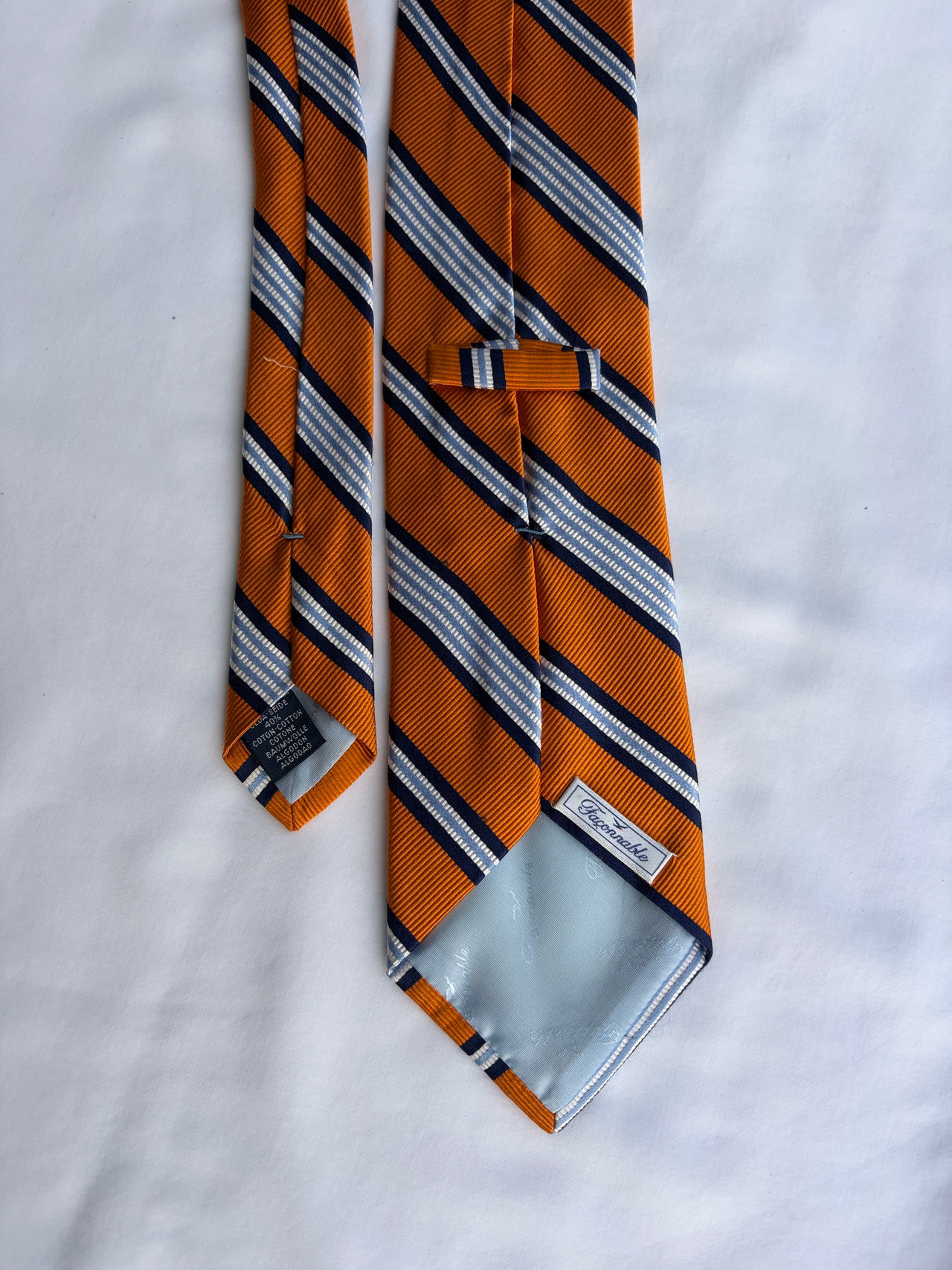 Façonnable Orange Striped Silk Tie