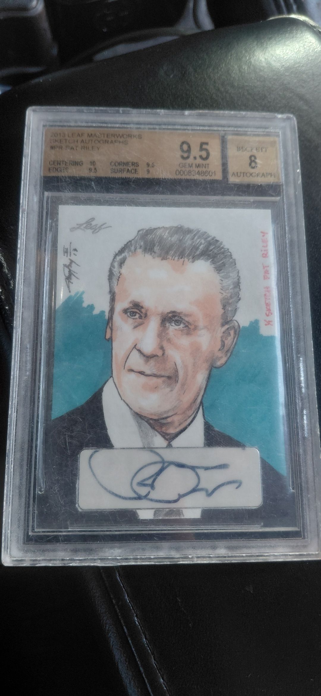 2012 Leaf Masterworks Pat Riley Signed Sketch Card 1/1 BGS 9.5/8