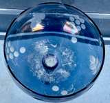 Vintage Cobalt Blue Etched Grape Coupe Glass - Image 2