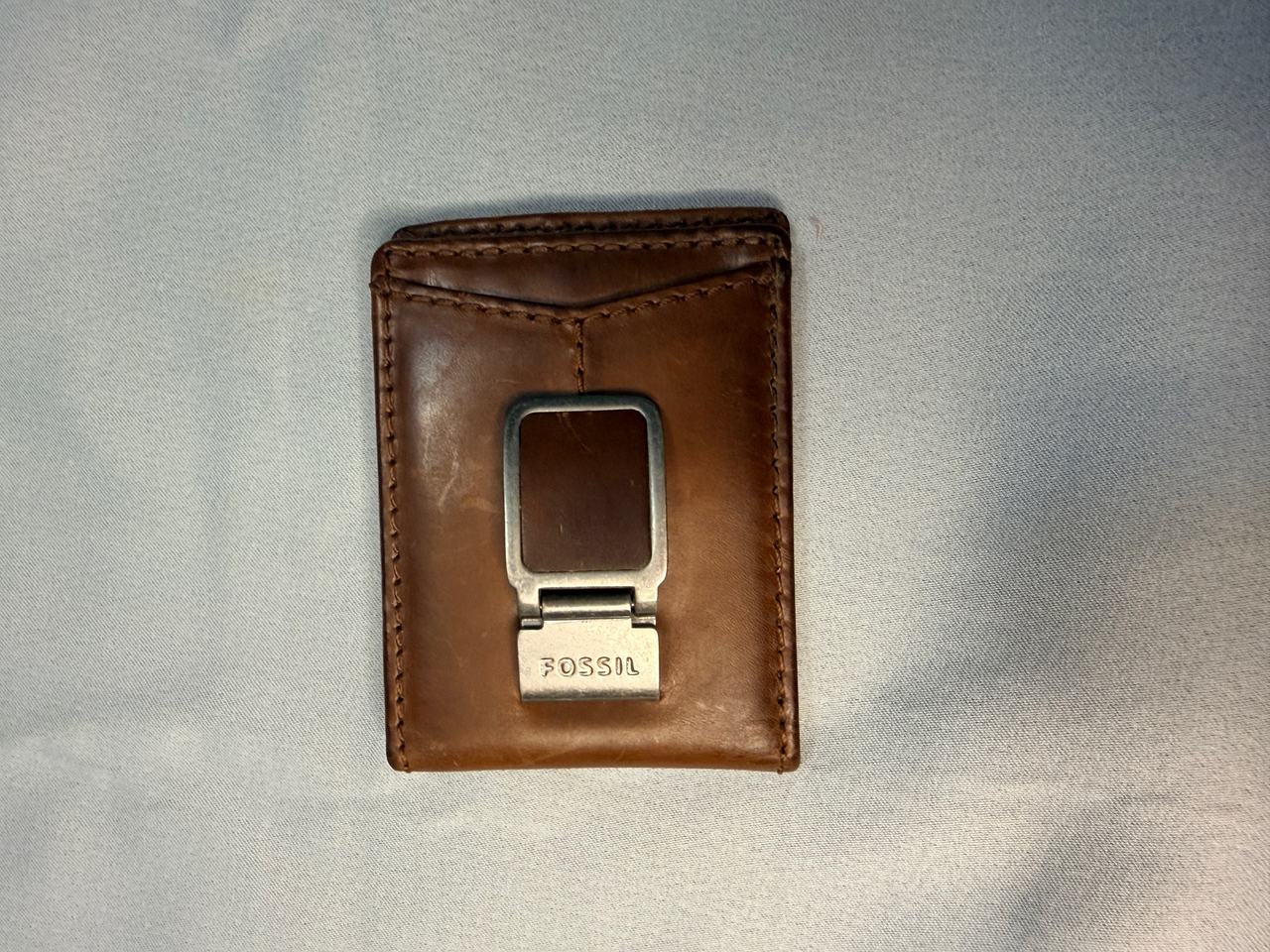 Fossil Men's Leather Magnetic Money Clip Wallet