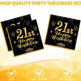 40 Pcs 21st Birthday Decorations for Him Men,Happy 21 Bday Decor Black and Gold - Image 4