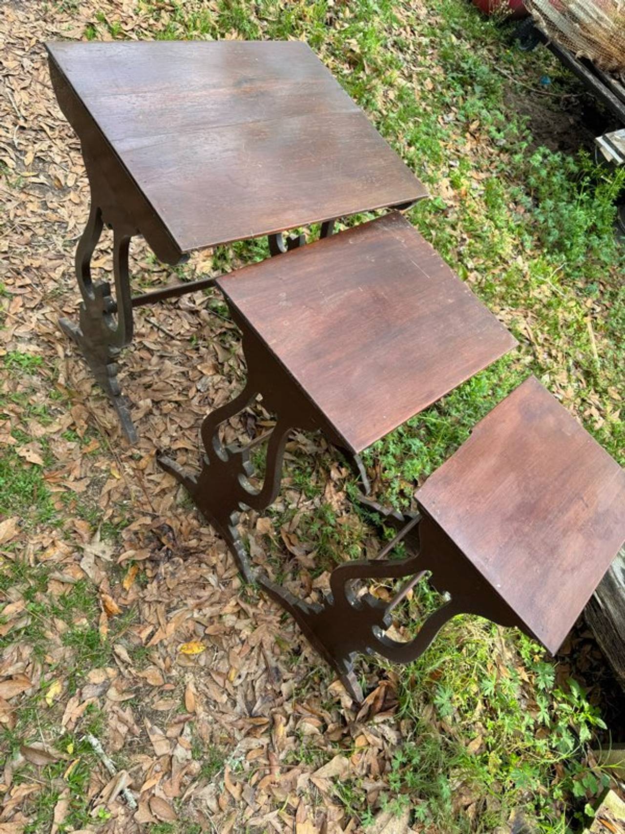 Vintage Lyre Base Nesting Tables - Set of 3