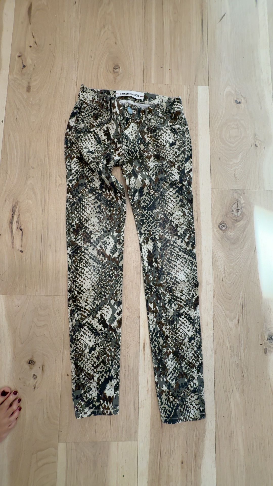 Etienne Marcel Low-Waist Snakeskin Print Skinny Jeans