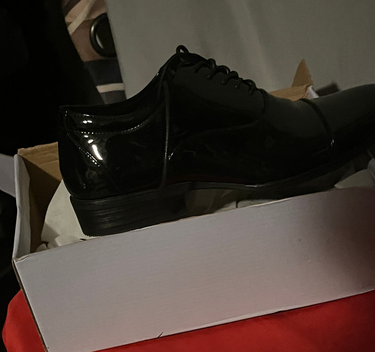 Men's Black Patent Leather Cap Toe Oxford Dress Shoes