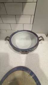 Vintage Ceramic Casserole Dish with Ornate Metal Stand - Image 4