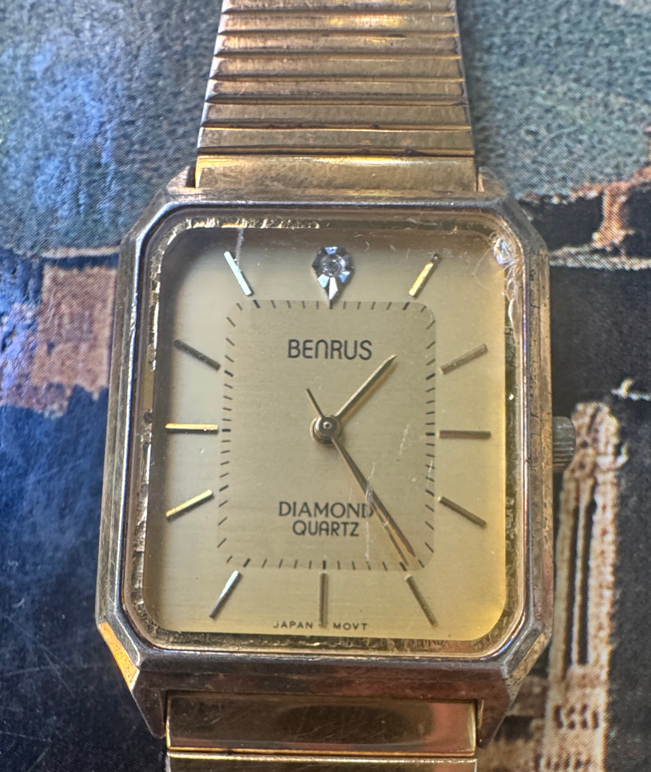 Benrus Diamond Quartz Gold Tone Watch