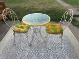 3-Piece Wrought Iron Bistro Set with Glass Top Table - Image 5