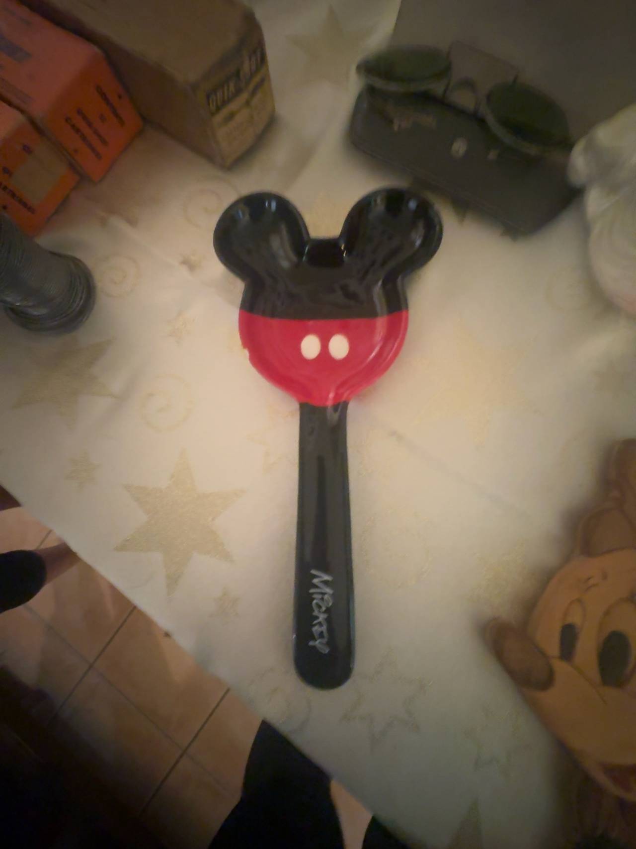 Disney Mickey Mouse Ceramic Spoon Rest Black/Red
