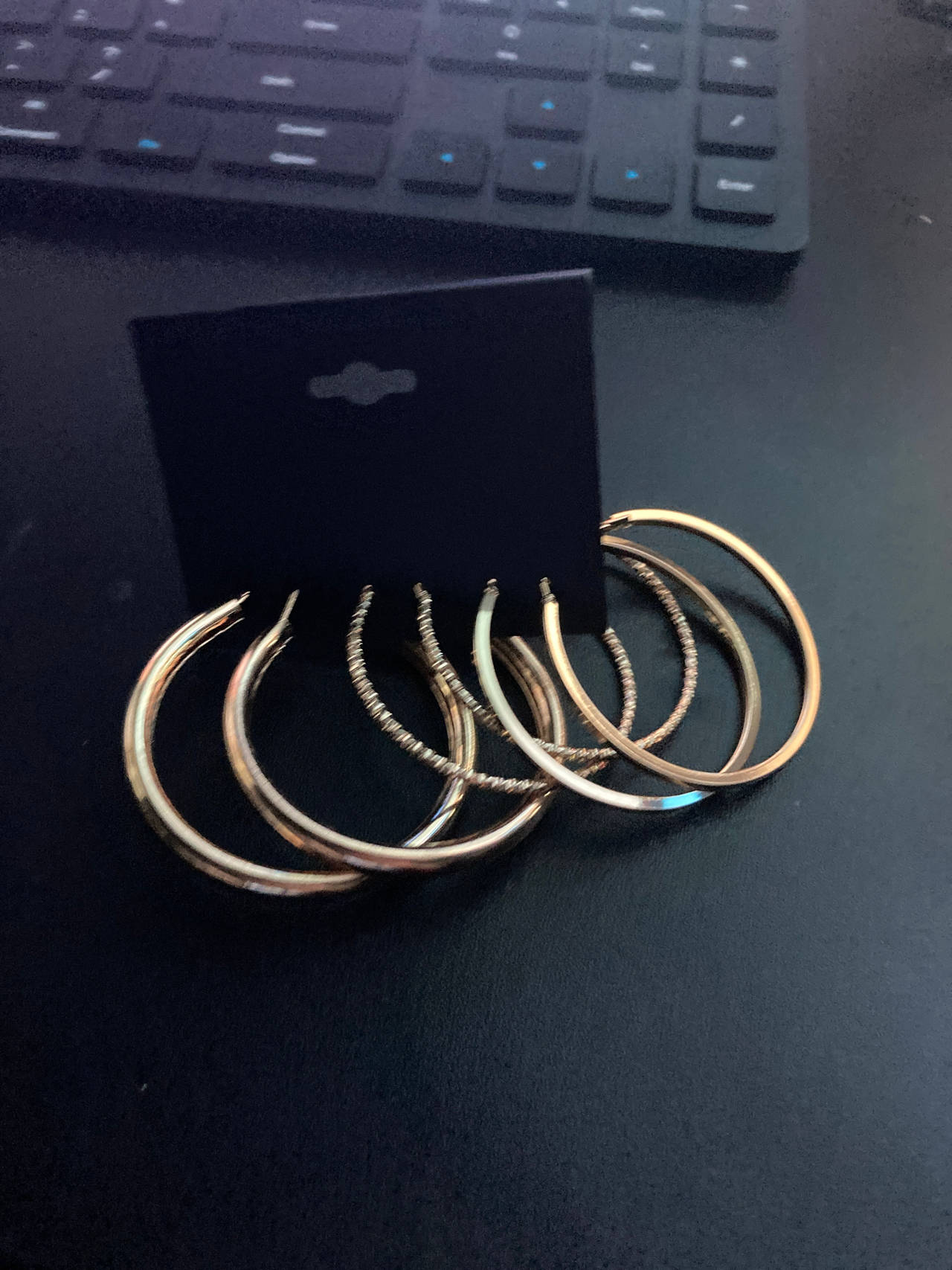 Gold Tone Hoop Earrings Set