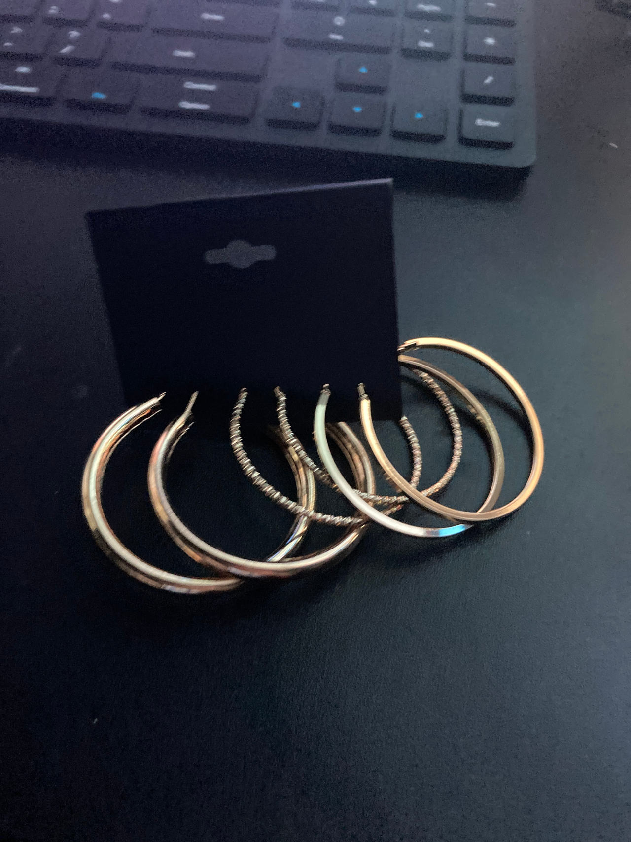 Gold Tone Hoop Earrings Set