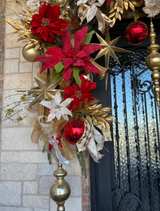 Christmas Poinsettia and Star Door Garland Swag - Image 2