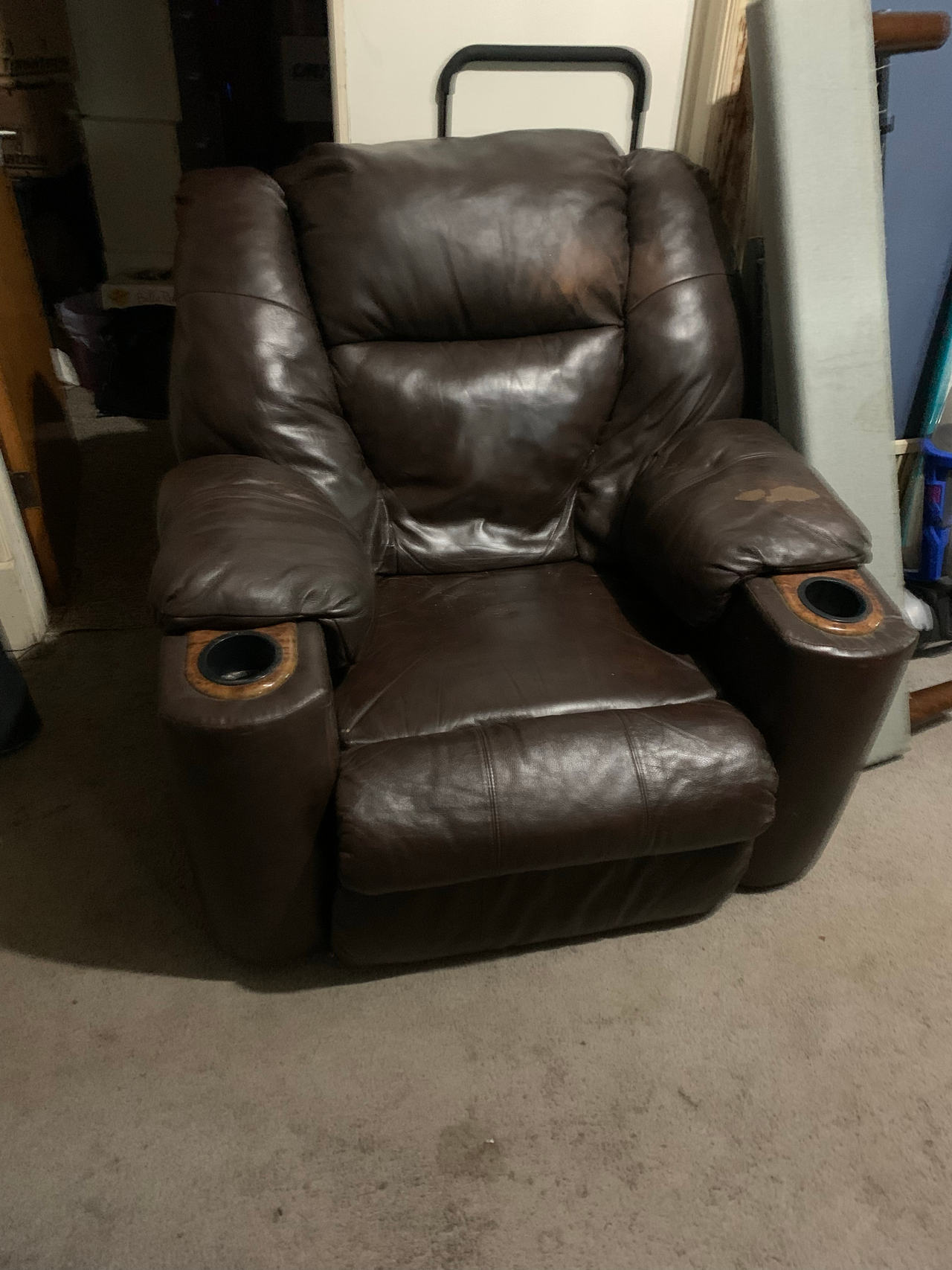 Leather Recliner Chair with Cup Holders
