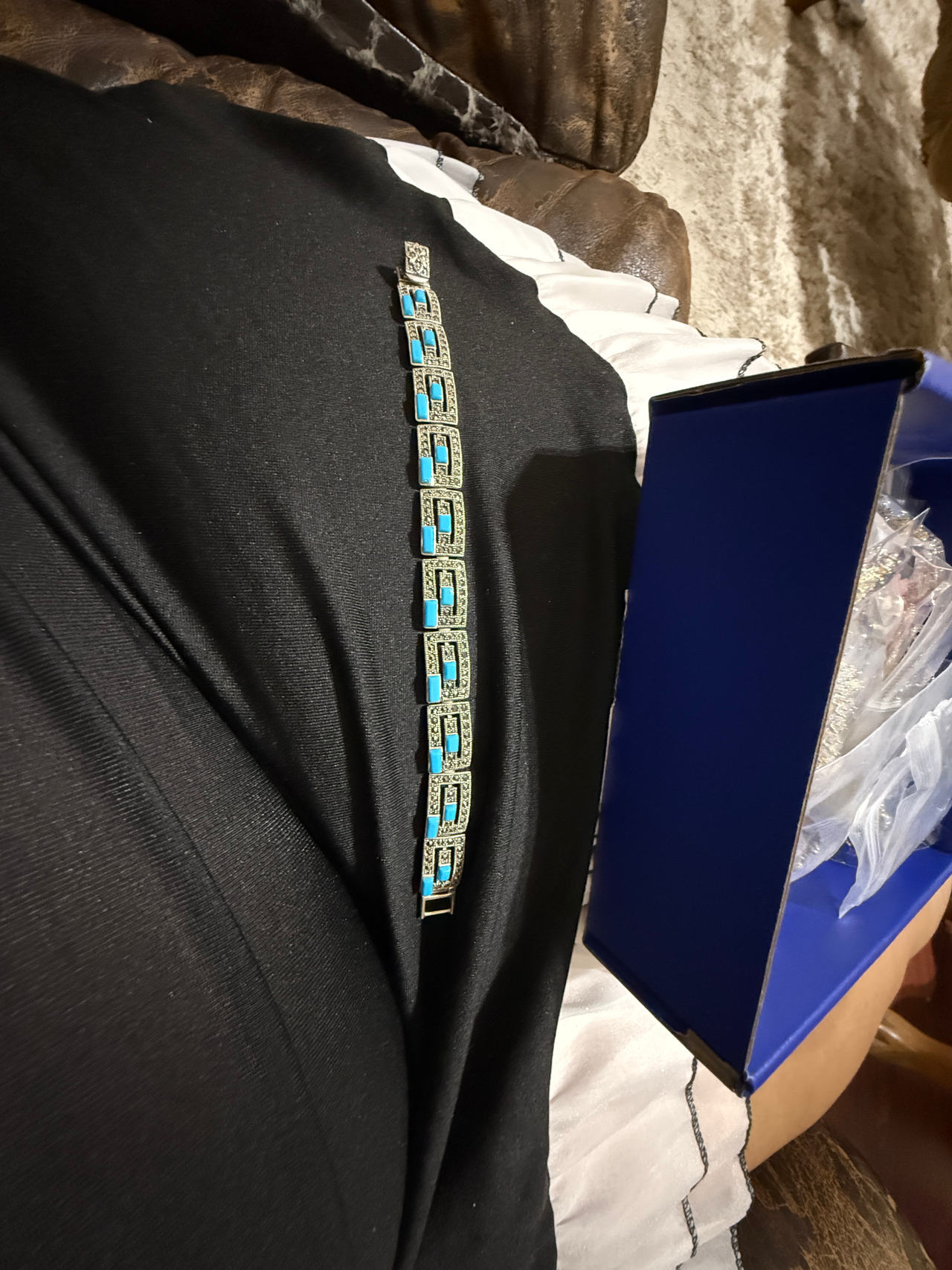 Turquoise and Silver Link Bracelet