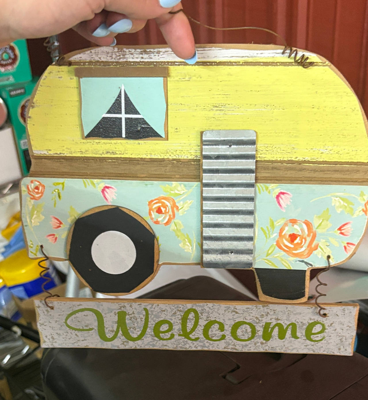 Vintage Camper Welcome Sign Hanging Decor
