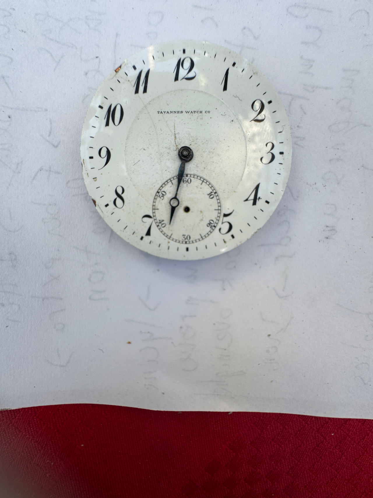 Tavannes pocket watch dial