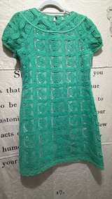 Tahari Green Geometric Lace Dress large - Image 4