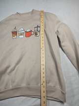 Coffee Graphic Oversized Sweatshirt womens Medium Gray - Image 6