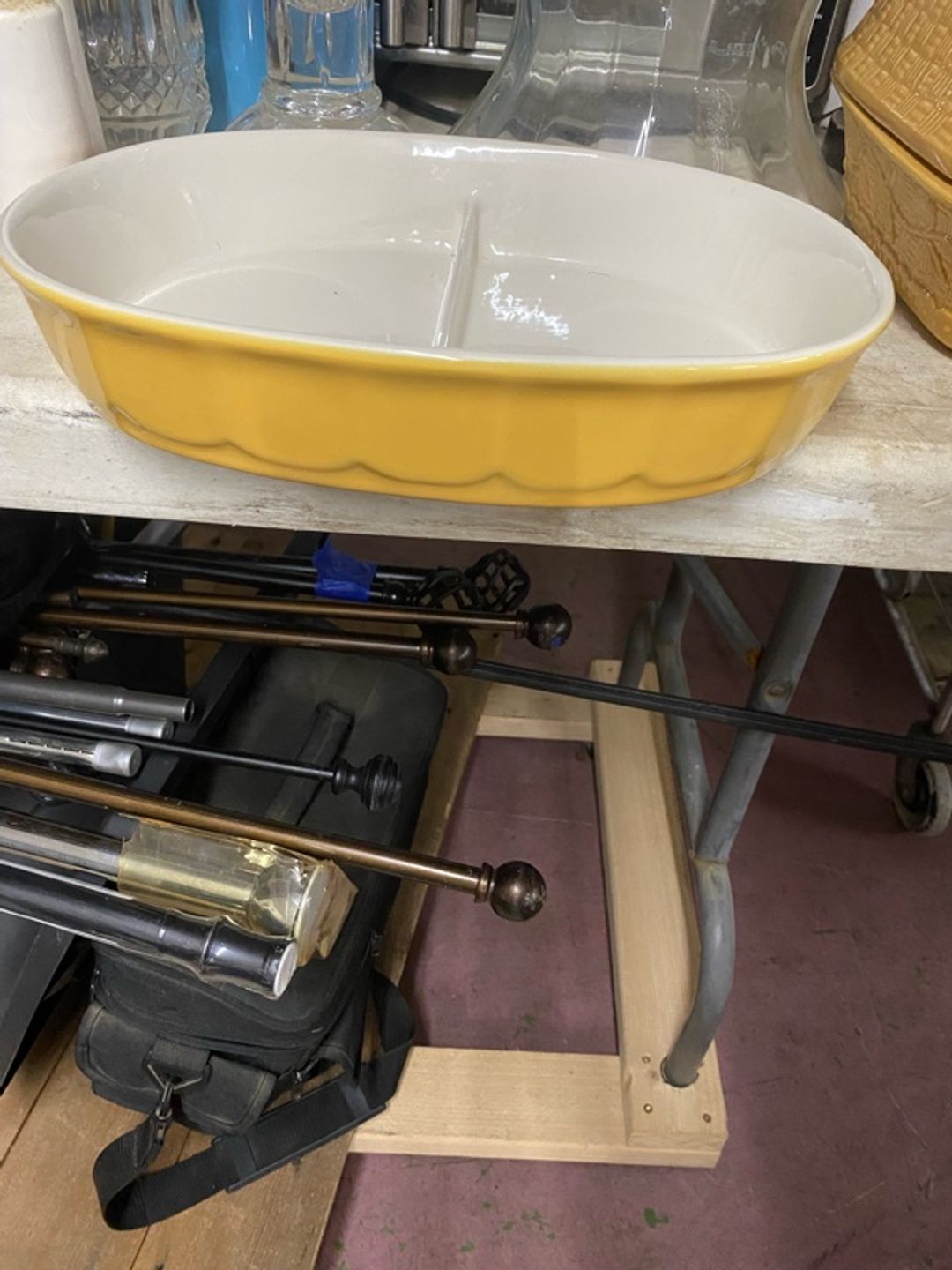 Pyrex Vintage Yellow Divided Casserole Dish