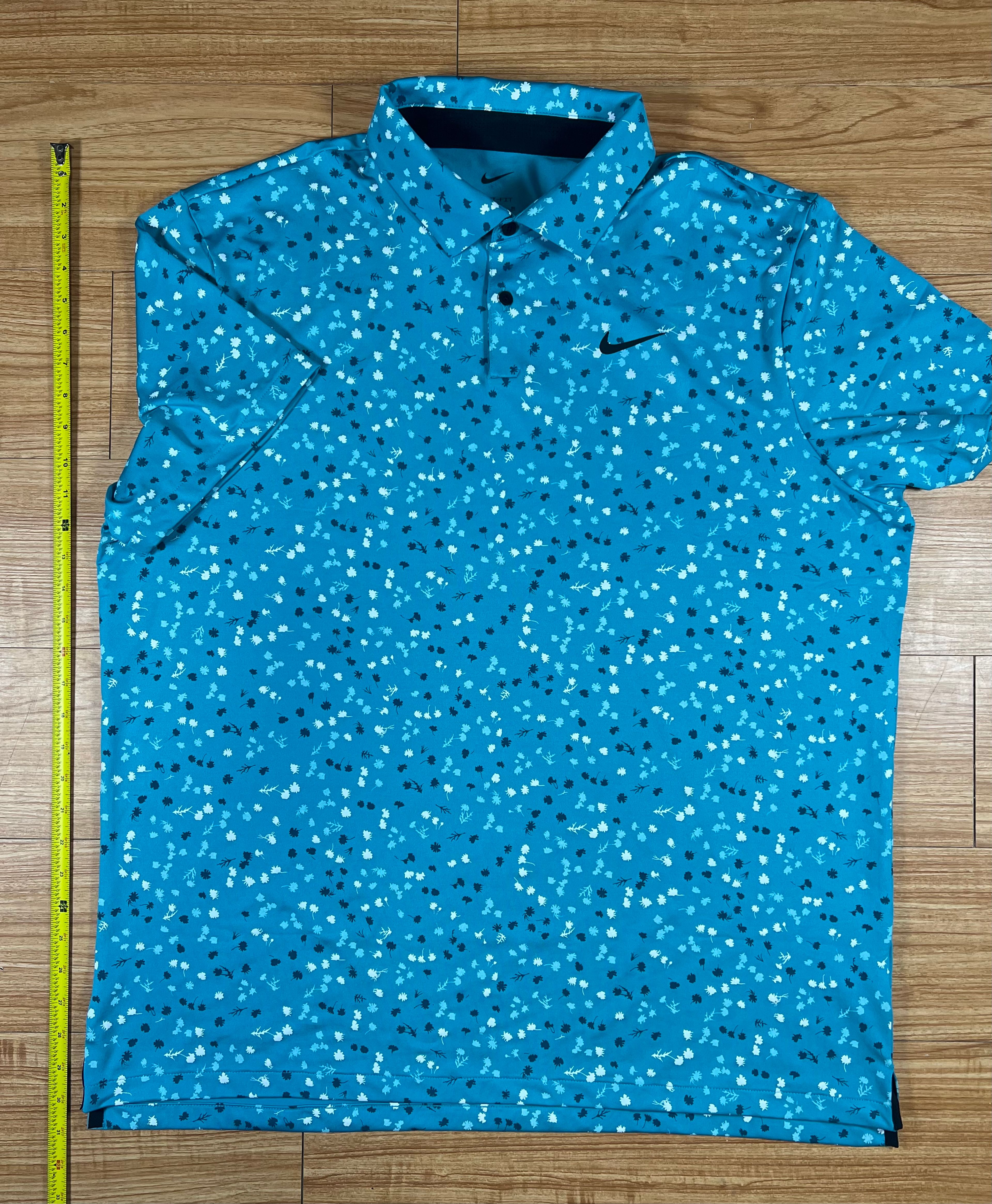 Nike Dri-FIT Tour Men's Floral Print Golf Polo Teal Nebula/Black - size XL - Image 6