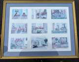 Framed Floral Window Prints Set Cottage Style Wall Art Gold Frame Home 22 x 28in - Image 1
