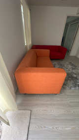 IKEA Klippan Loveseat Orange Faux Leather - Image 2