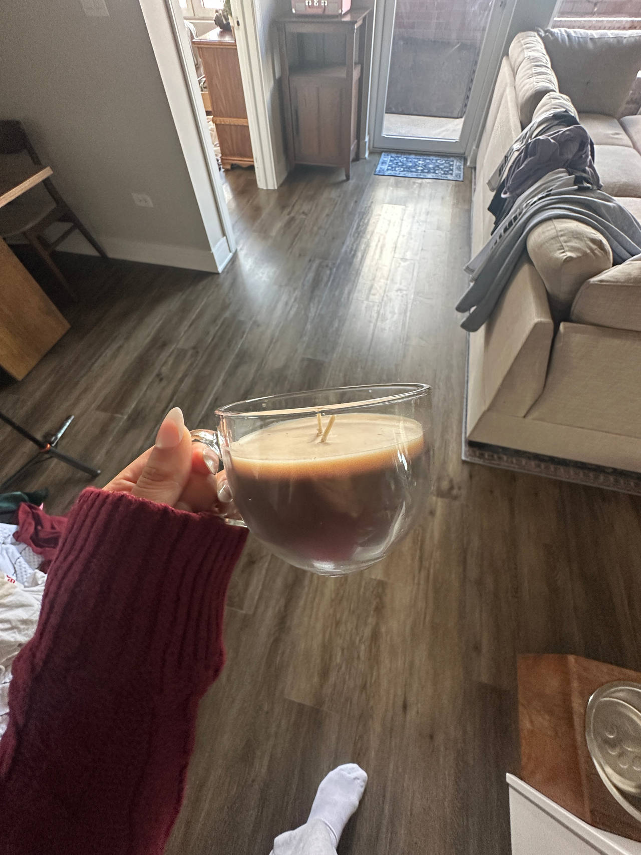 Double Wall Glass Coffee Mug Candle