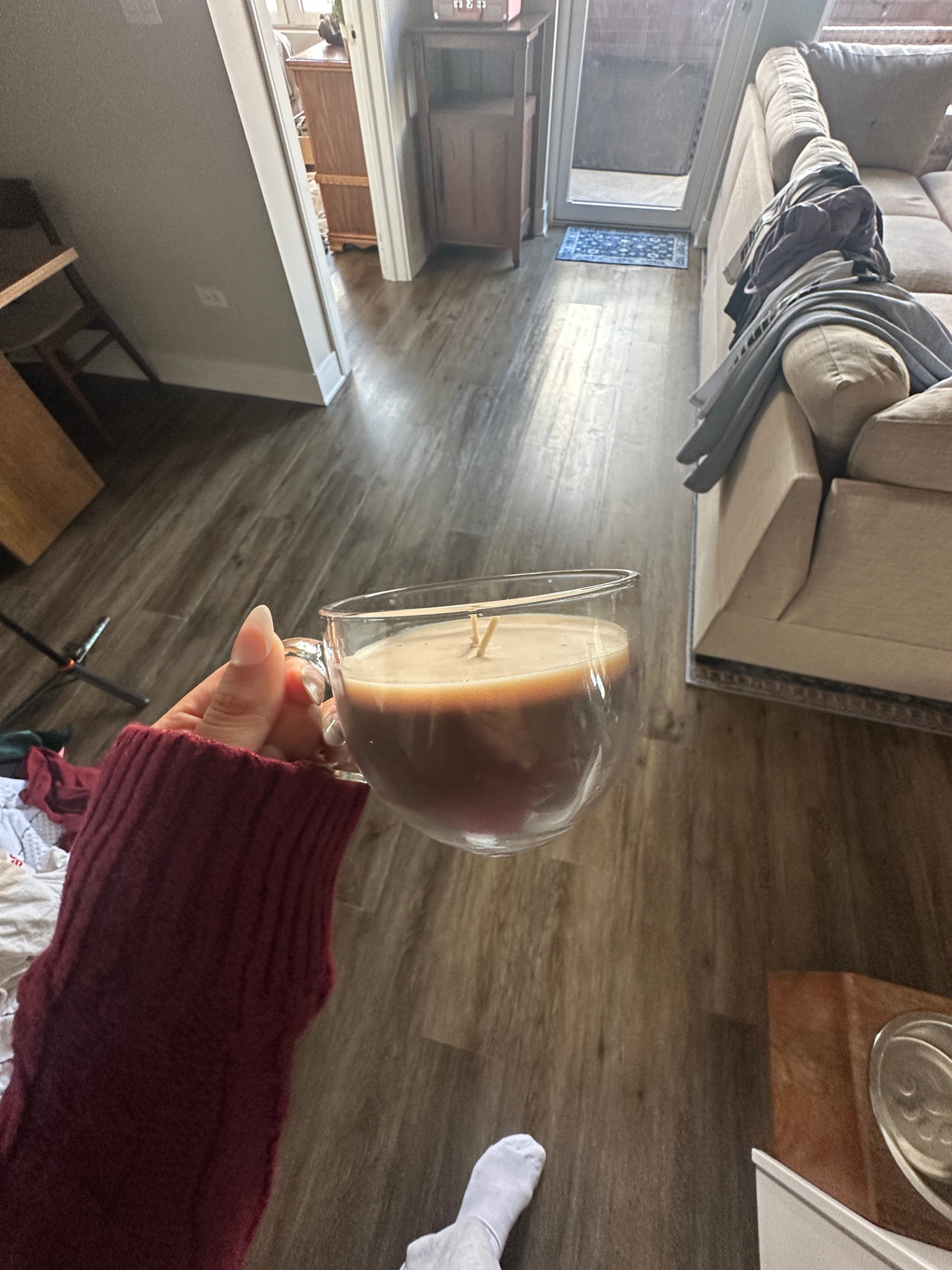 Double Wall Glass Coffee Mug Candle