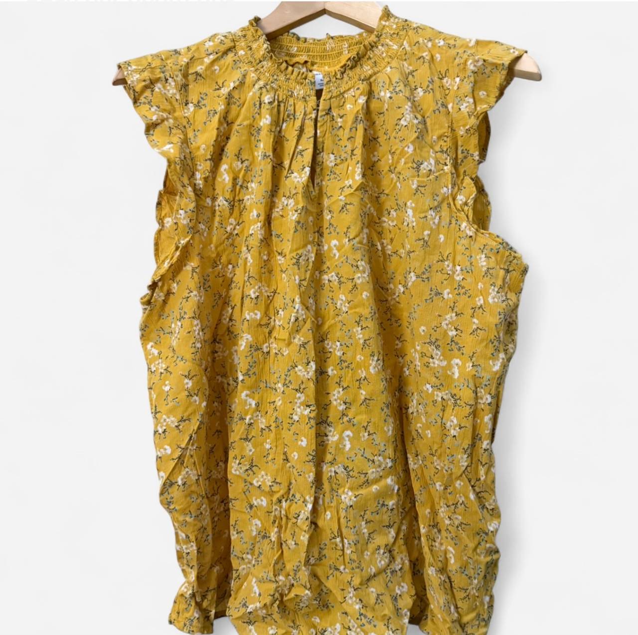 Yellow Floral Sleeveless Blouse