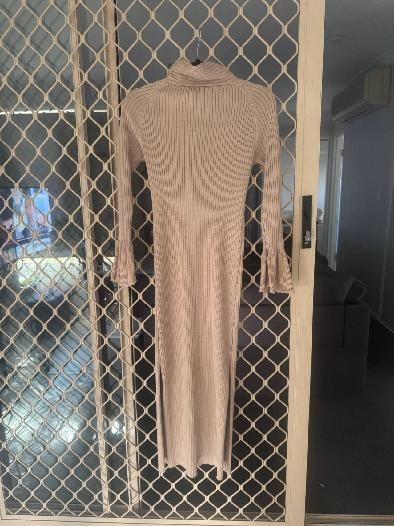Ribbed Knit Turtleneck Midi Dress