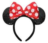 Mouse Ears Headbands, Sequin Mouse Ears, Polka Dots Shiny Bow Headband for Women - Image 1