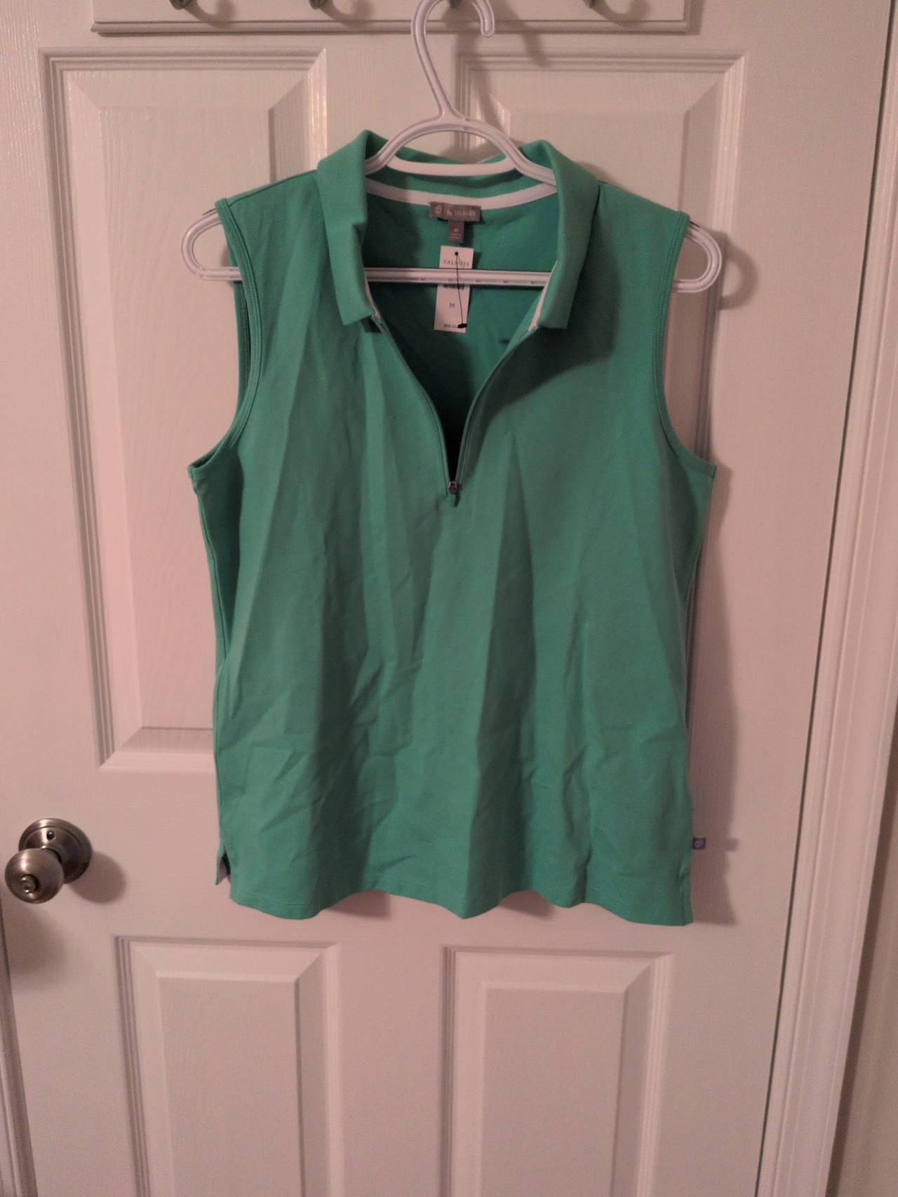 Talbots Sleeveless Quarter-Zip Polo Top