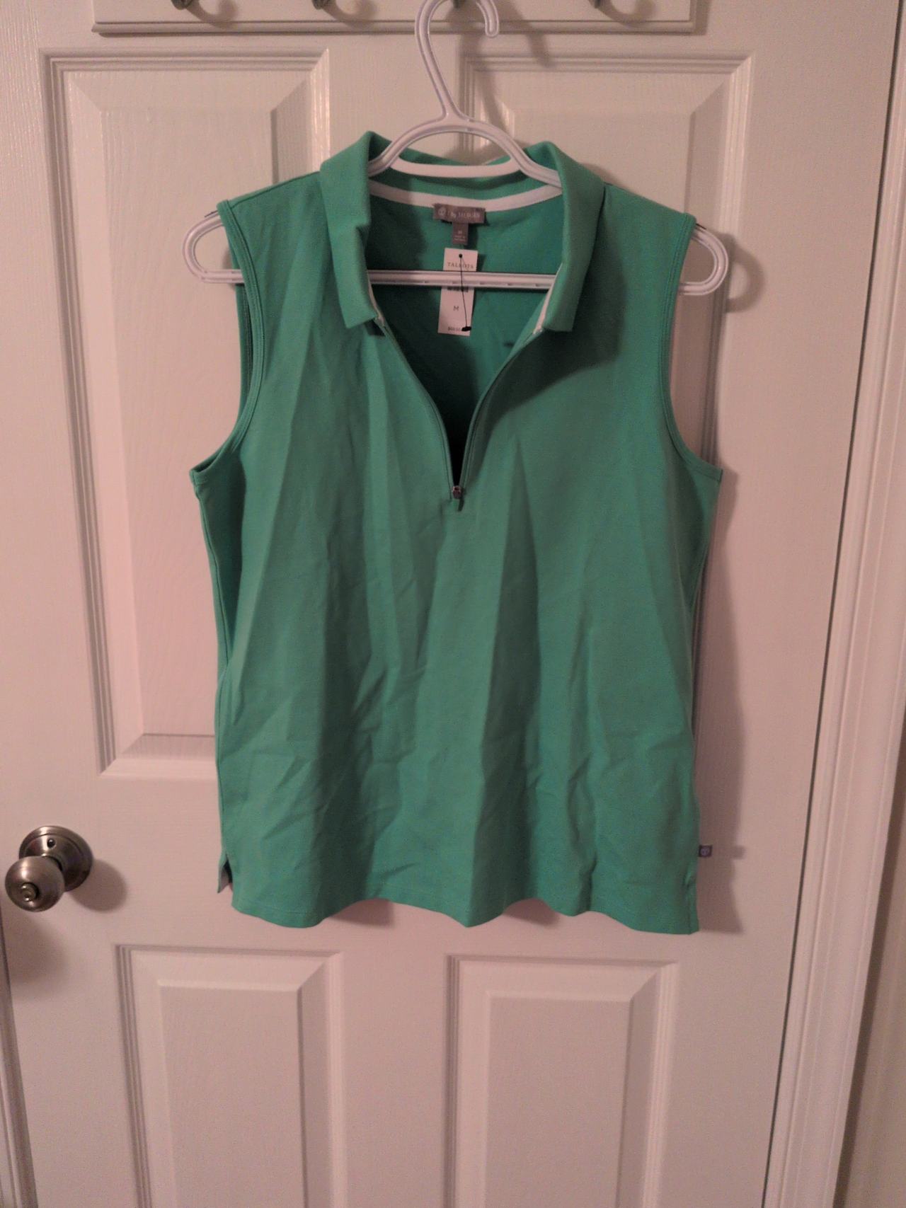 Talbots Sleeveless Quarter-Zip Polo Top