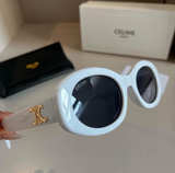 Celine Triomphe 01 Oval Sunglasses in Acetate White - Image 1