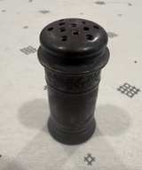 Antique Pewter salt or pepper Shaker etched floral Muffineer vintage - Image 1